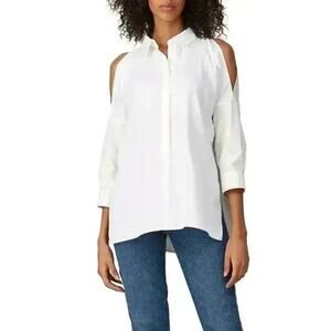 KF/KaufmanFranco Collective Ivory White Cold Shoulder Button Down Size Large